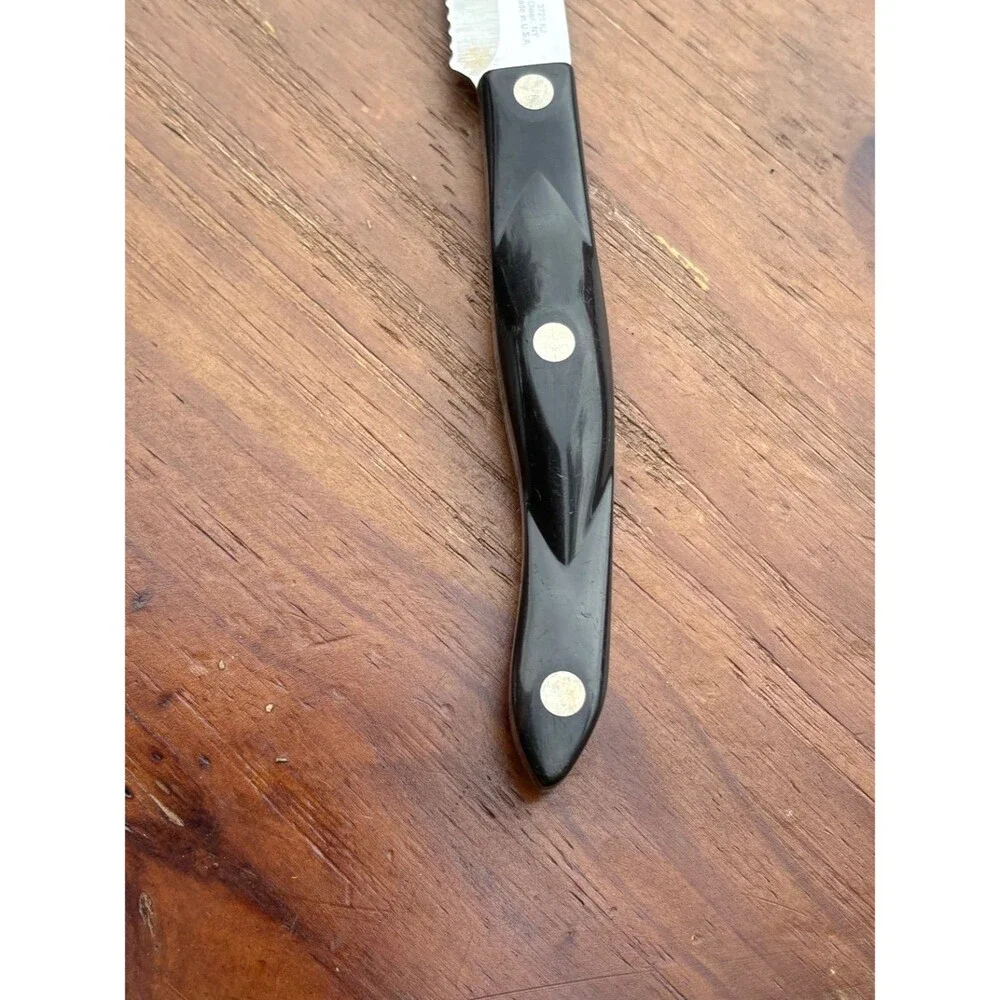 Cutco 3721 KJ Knife Brown Handle Santoku Style 5 inch Blade Trimmer Serrated